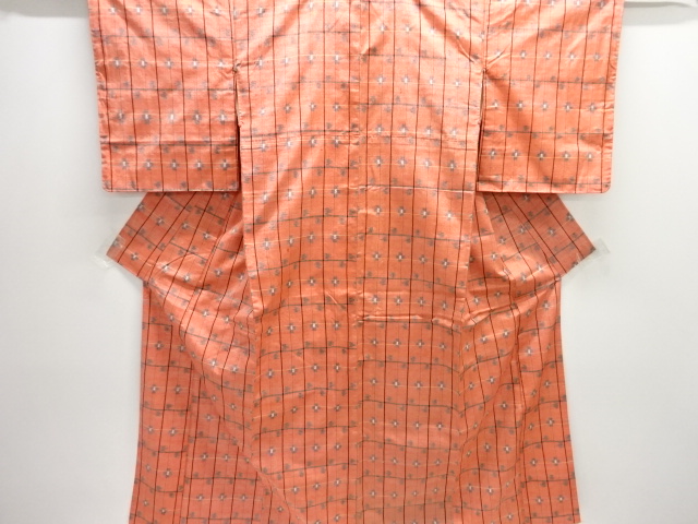 JAPANESE KIMONO / UNUSED TSUMUGI / WOVEN CROSS KASURI